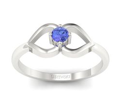 Złoty pierścionek z tanzanitem białe złoto - p16142bt