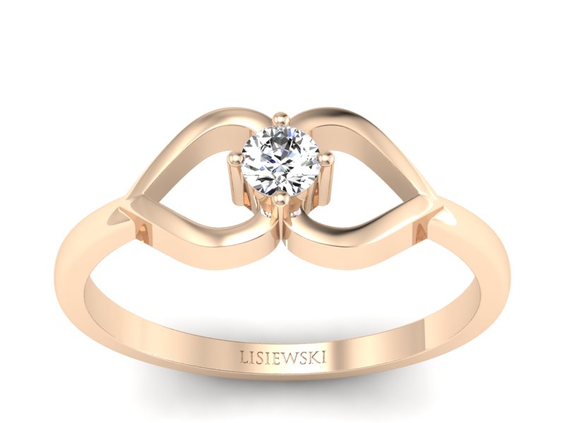 Złoty pierścionek z brylantem różowe złoto - p16142c - 1