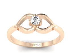 Złoty pierścionek z brylantem różowe złoto - p16142c