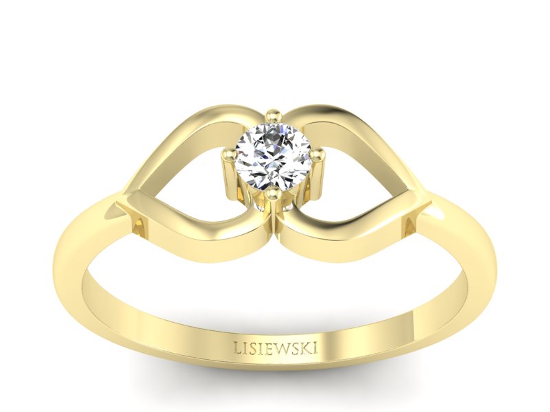 Złoty pierścionek z brylantem żółte złoto - p16142z - 1