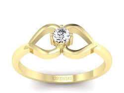 Złoty pierścionek z brylantem żółte złoto - p16142z