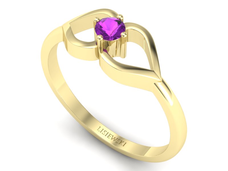 Złoty pierścionek z ametystem żółte złoto - p16142zat - 3