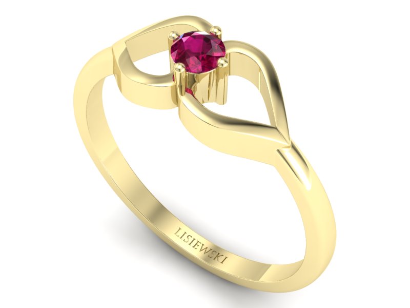 Złoty pierścionek z rubinem żółte złoto - p16142zr - 3