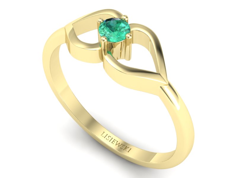 Złoty pierścionek ze szmaragdem żółte złoto - p16142zsm - 3
