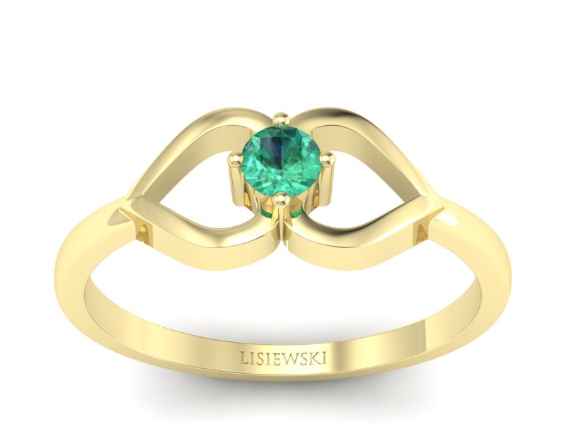 Złoty pierścionek ze szmaragdem żółte złoto - p16142zsm - 1