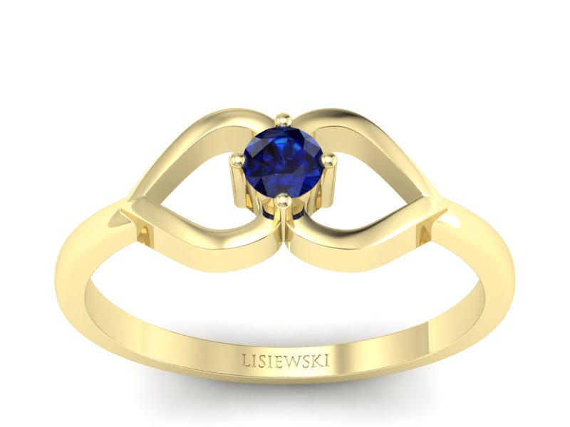 Złoty pierścionek z szafirem żółte złoto - p16142zsz - 1