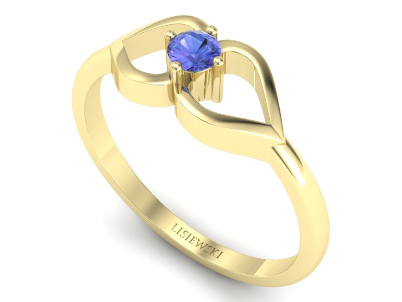 Złoty pierścionek z tanzanitem żółte złoto - p16142zt - 3