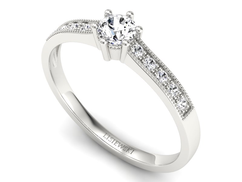 Złoty pierścionek z brylantami białe złoto - p16144b - 3