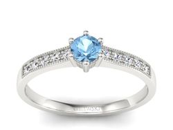 Pierścionek z topazem i brylantami białe złoto - p16144ba