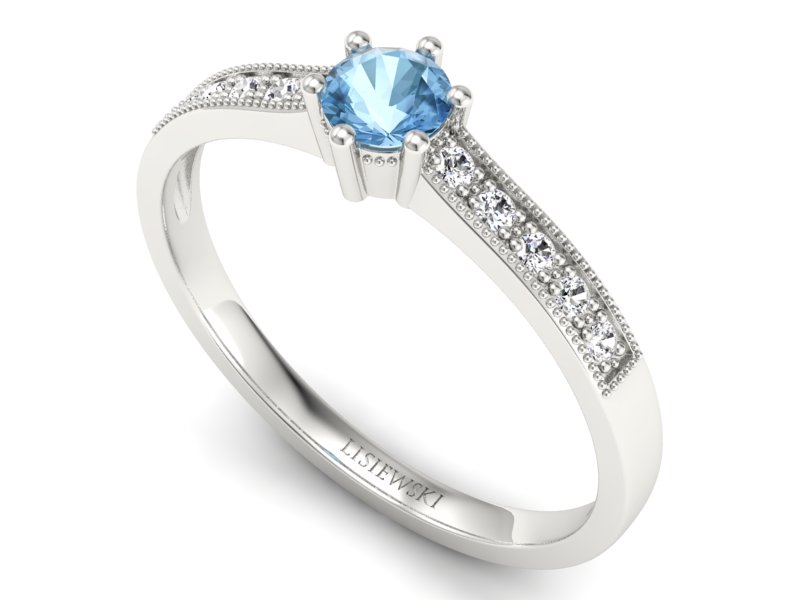 Pierścionek z topazem i brylantami białe złoto - p16144ba - 3