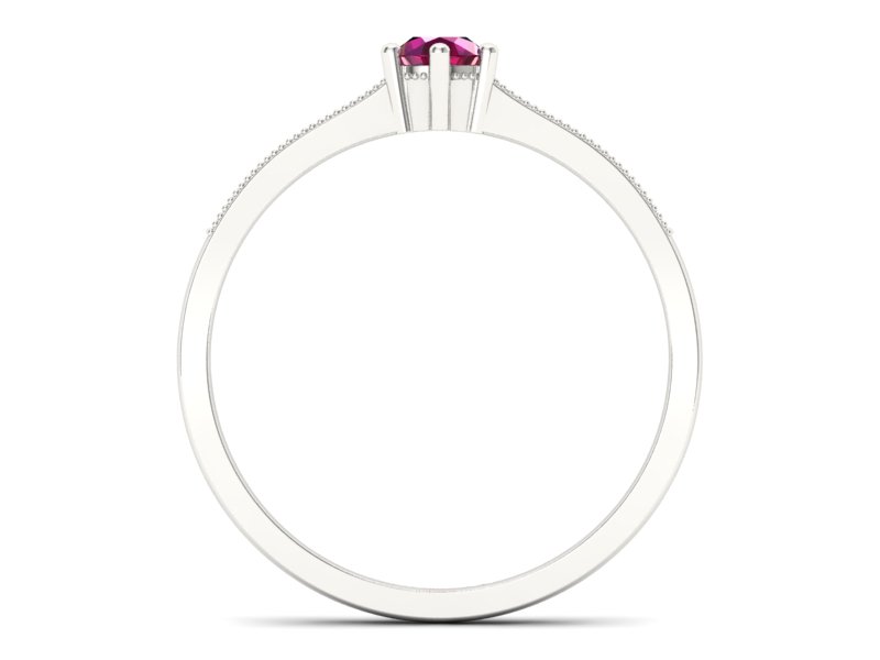 Pierścionek z rubinem i brylantami białe złoto - p16144br - 2