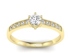 Pierścionek zaręczynowy z brylantami żółte złoto - p16144z