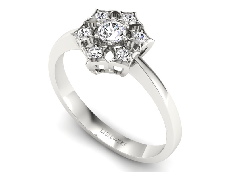 Złoty Pierścionek z brylantami białe złoto 585 - p16145b - 3