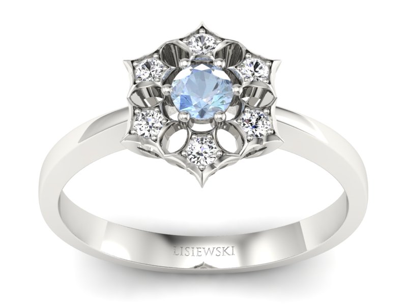 Pierścionek z topazem i brylantami - p16145ba - 1