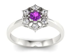Pierścionek zaręczynowy z ametystem i brylantami - p16145bat