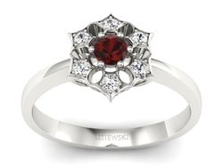 Pierścionek zaręczynowy z granatem i brylantami - p16145bgr