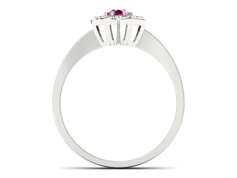 Pierścionek z rubinem i brylantami białe złoto - p16145br - 2