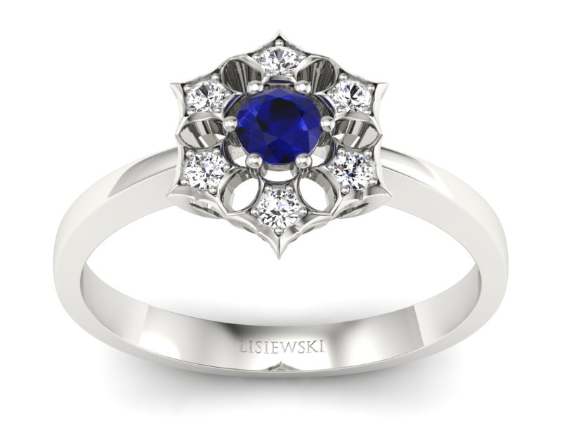 Złoty pierścionek ze spinelem i brylantami - p16145bsp - 1