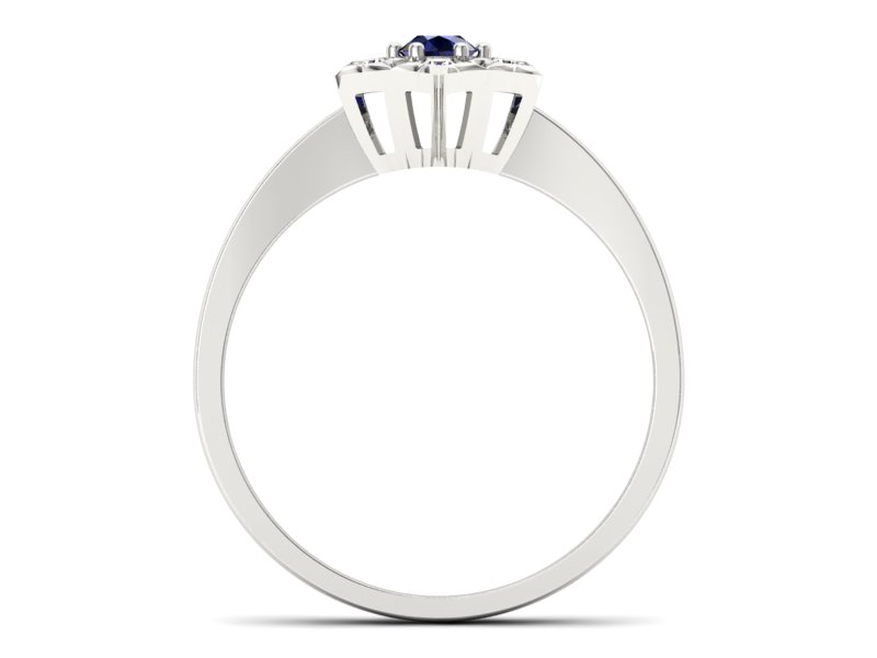 Złoty Pierścionek z szafirem i brylantami - p16145bsz - 2