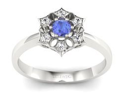 Złoty pierścionek z tanzanitem i brylantami - p16145bt