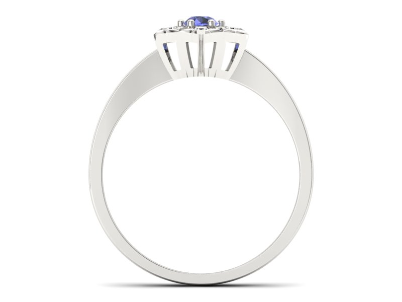 Złoty pierścionek z tanzanitem i brylantami - p16145bt - 2