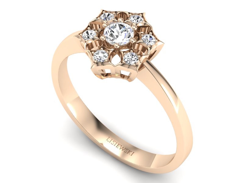 Złoty Pierścionek z brylantami różowe złoto - p16145c - 3