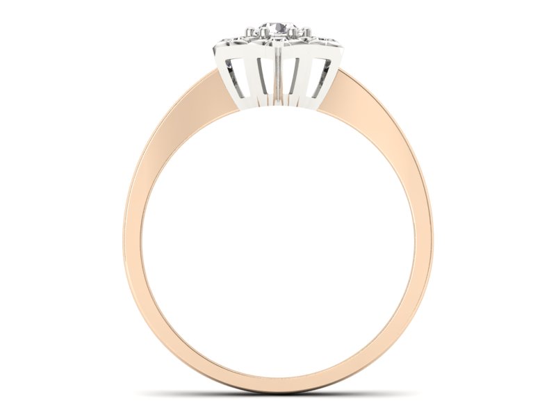 Pierścionek z brylantami różowe i białe złoto - p16145cb - 2