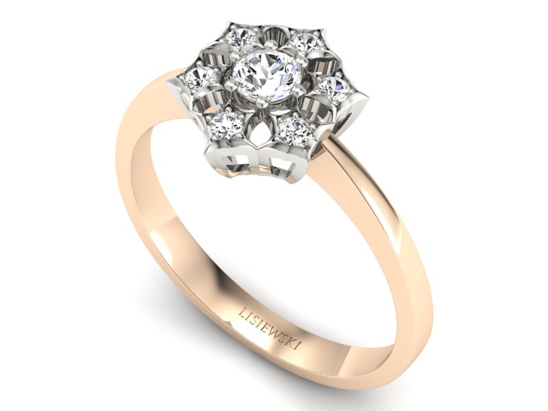 Pierścionek z brylantami różowe i białe złoto - p16145cb - 3