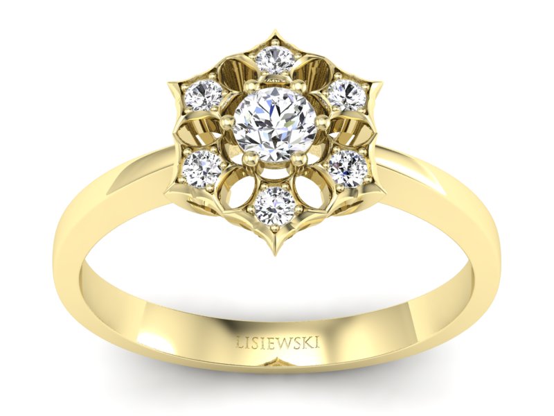 Złoty Pierścionek z brylantami żółte złoto 585 - p16145z - 1