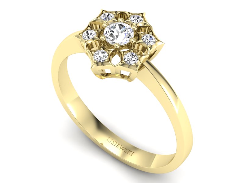 Złoty Pierścionek z brylantami żółte złoto 585 - p16145z - 3