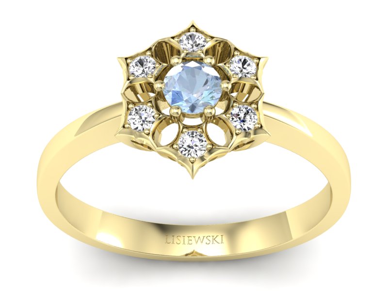 Złoty pierścionek z topazem i brylantami - p16145za - 1