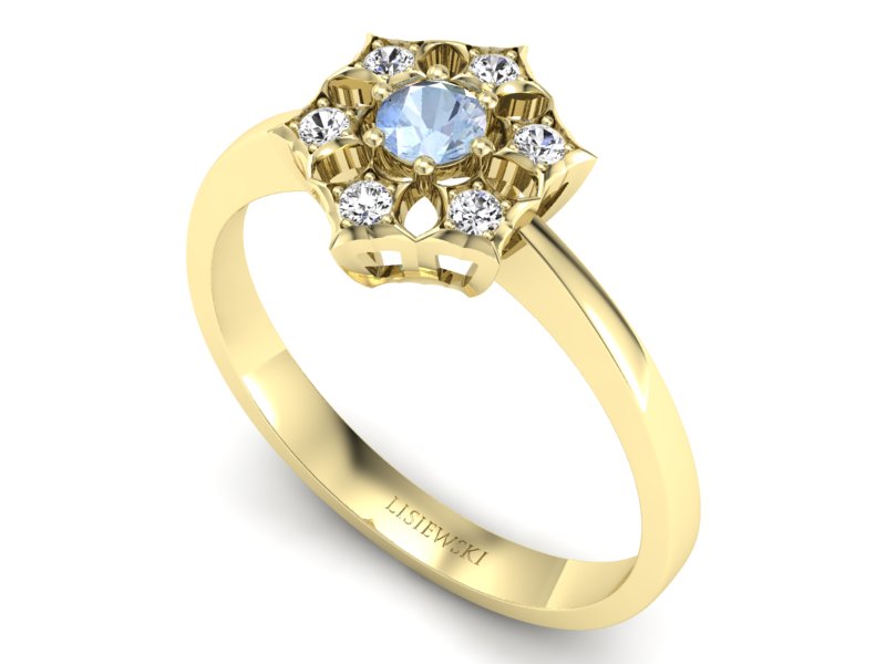 Złoty pierścionek z topazem i brylantami - p16145za - 3