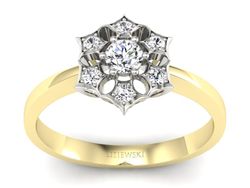 Pierścionek zaręczynowy z brylantami złoto 585 - p16145zb