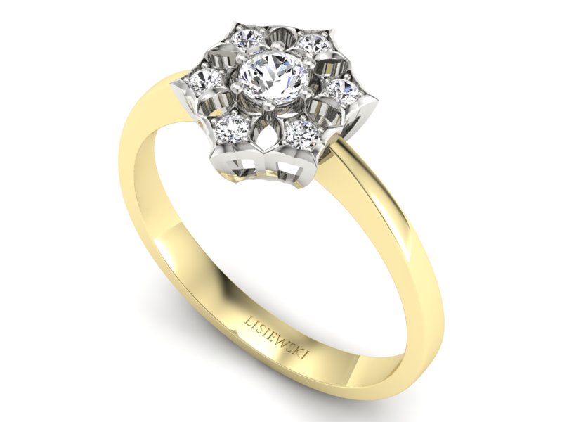 Pierścionek zaręczynowy z brylantami złoto 585 - p16145zb