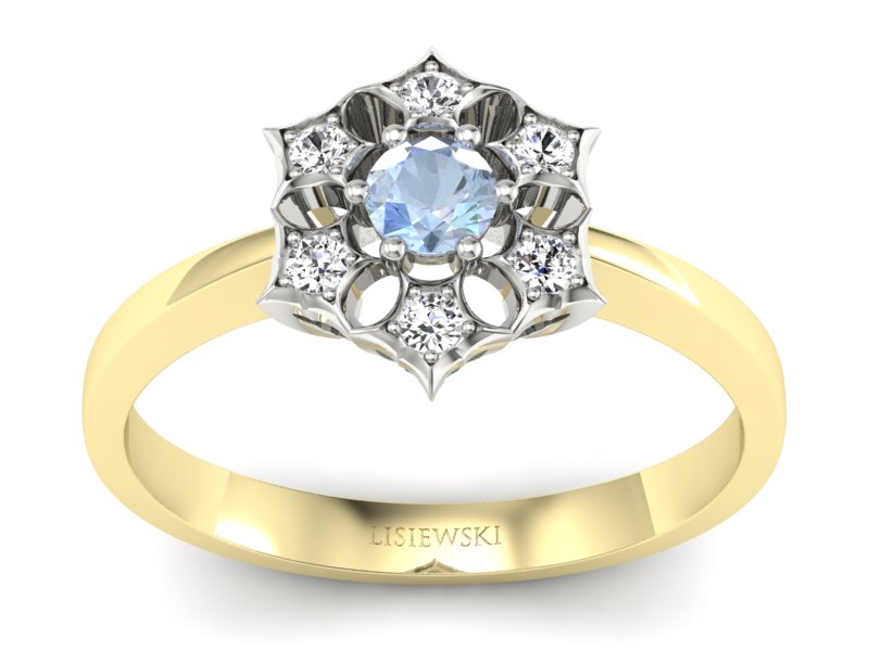 Pierścionek topaz i brylanty białe i żółte złoto - p16145zba - 1