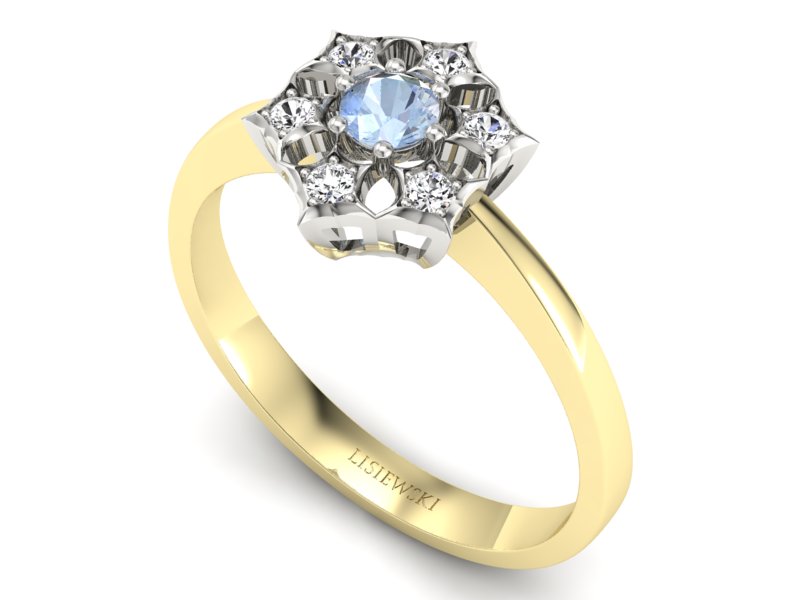 Pierścionek topaz i brylanty białe i żółte złoto - p16145zba - 3