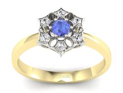 Pierścionek z ametystem i brylantami złoto 585 - p16145zbat