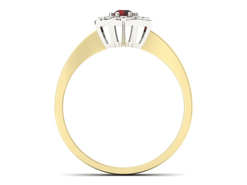 Pierścionek z granatem i brylantami złoto 585 - p16145zbgr - 2