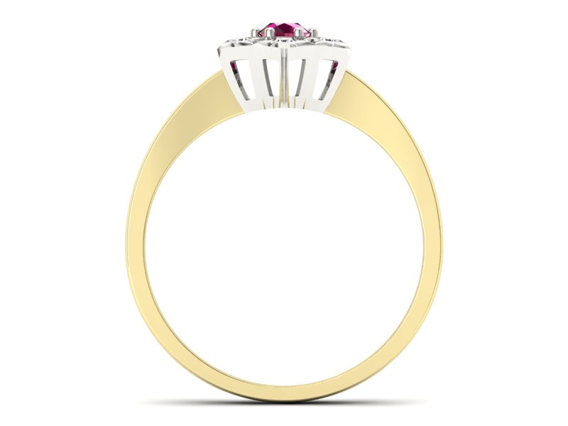 Złoty Pierścionek z rubinem i brylantami - p16145zbr - 2