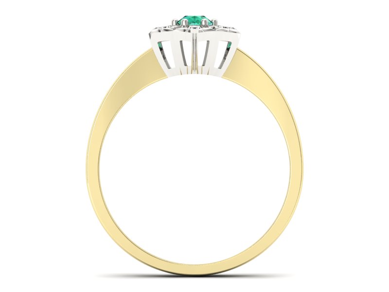 Pierścionek ze szmaragdem i diamentem złoto 585 - p16145zbsm - 2