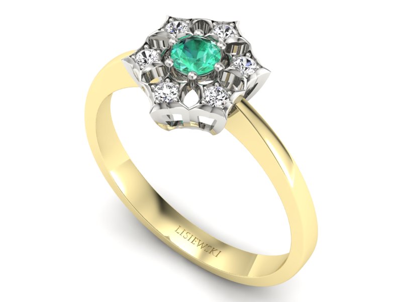 Pierścionek ze szmaragdem i diamentem złoto 585 - p16145zbsm - 3
