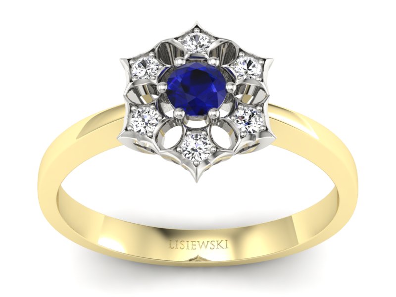 Pierścionek ze spinelem i brylantami - p16145zbsp - 1