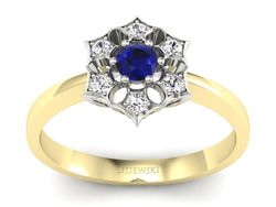 Pierścionek ze spinelem i brylantami złoto 585 - p16145zbsp