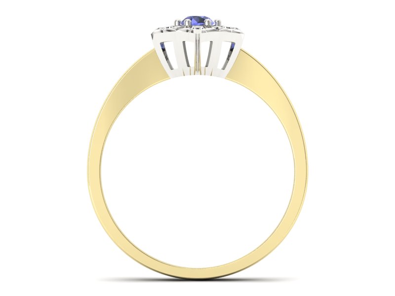 Pierścionek z tanzanitem i brylantami złoto 585 - p16145zbt - 2
