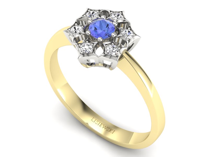 Pierścionek z tanzanitem i brylantami złoto 585 - p16145zbt - 3