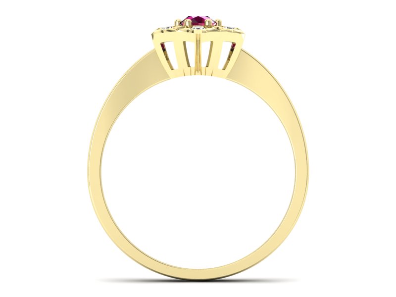 Pierścionek z rubinem i brylantami złoto 585 - p16145zr