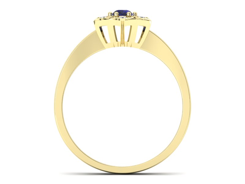 Pierścionek ze spinelem i diamentami żółte złoto - p16145zsp - 2