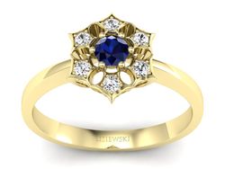 Pierścionek zaręczynowy z szafirem i brylantami - p16145zsz