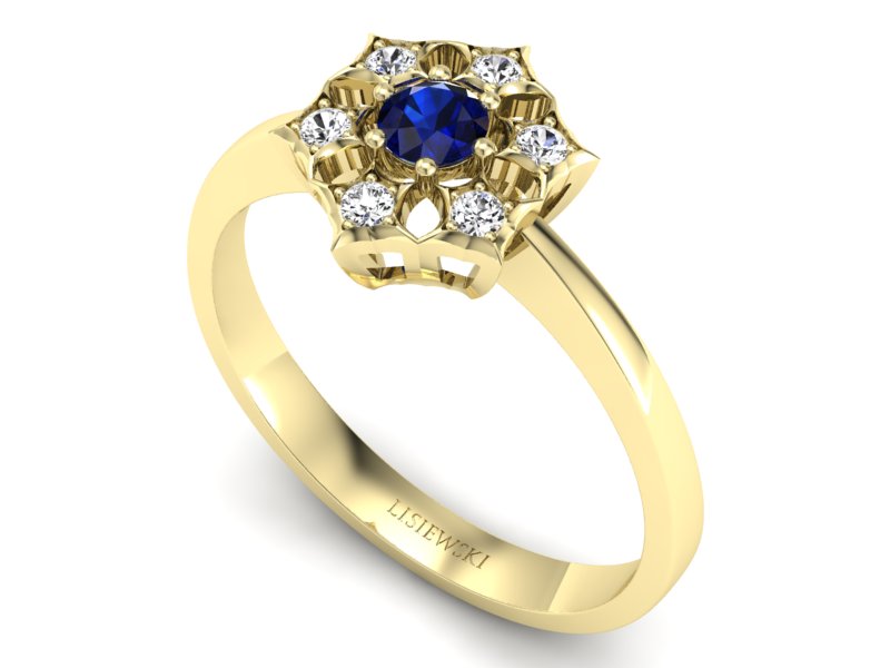 Pierścionek zaręczynowy z szafirem i brylantami - p16145zsz - 3