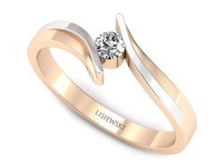 Pierścionek z brylantem z różowego złota 585 - p16146cb